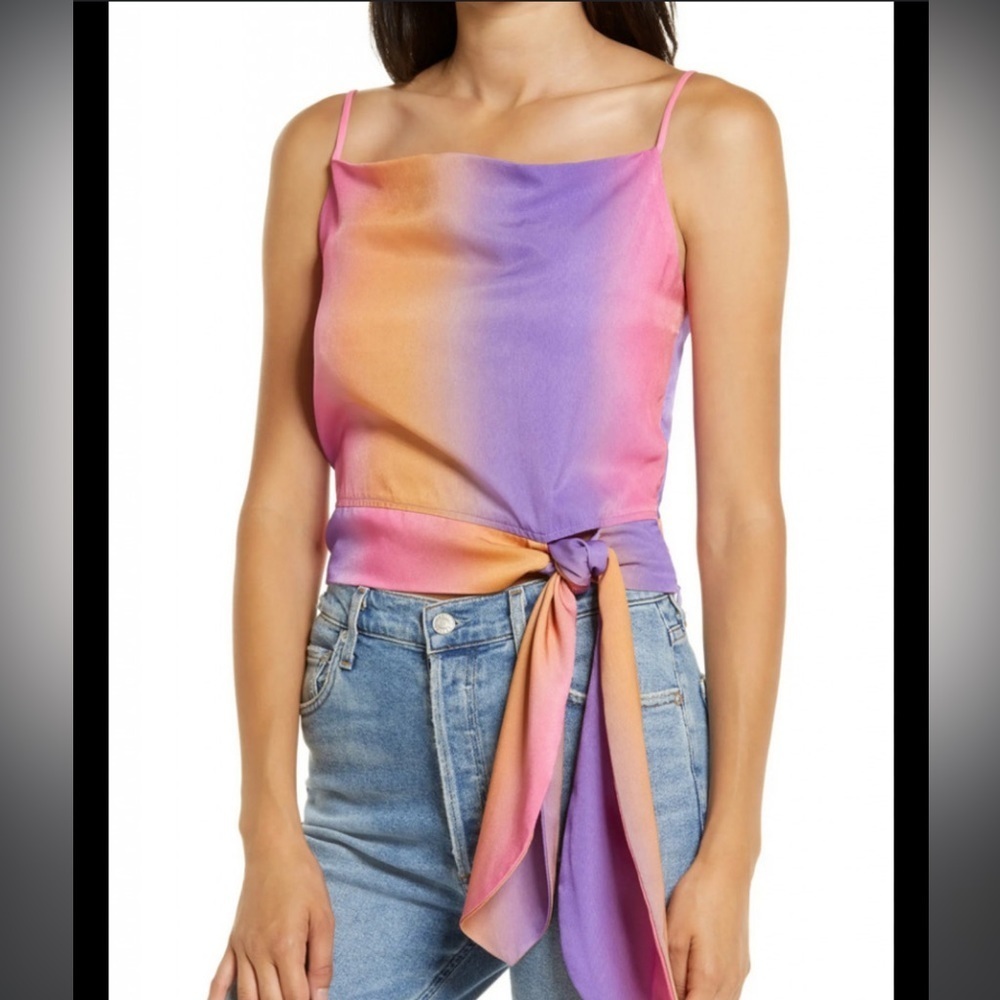 Rainbow / ombré side tie top size M